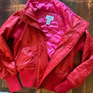 Red & Pink Bomber Puff Jacket by Armani Exchange